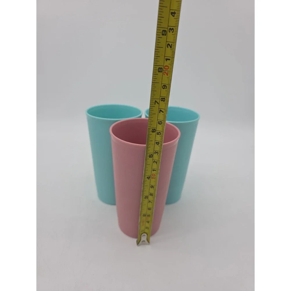 Vintage Tupperware Cups Set Of 11 Country Pastel 3 Sizes Stackable
